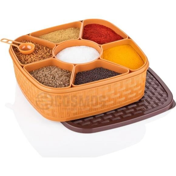 Plastic masala spice box with 7 compartments dry fruit container kitchen storage - Picture 7 of 8